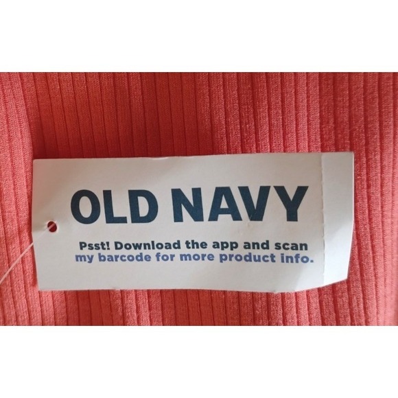 Old Navy Midi Dress Sz M NWT Fit & Flare Rib Knit Coral Pockets Coquette Coastal - Picture 8 of 10